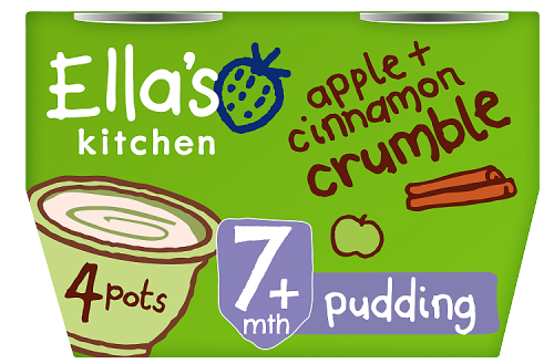Ellas kitchen apple cinnamon crumble pots 7 months front of pack O