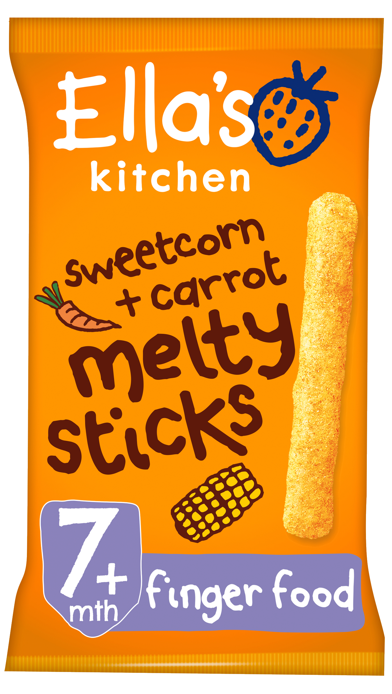 Ellas kitchen melty sticks sweetcorn carrot bag front of pack O