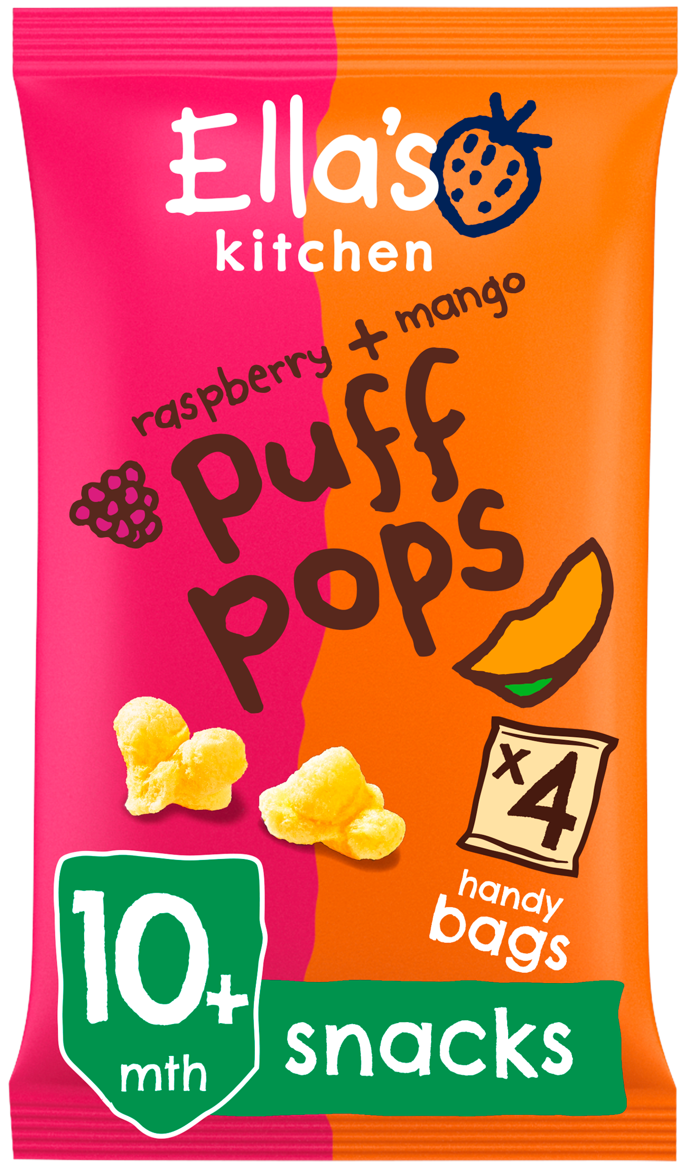 Ellas kitchen puff pops raspberry mango bag front of pack O