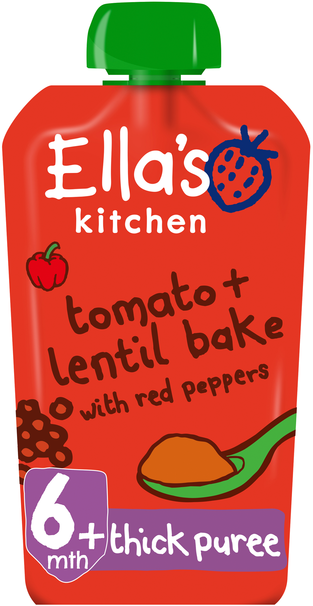 Ellas kitchen tomato lentil bake red peppers pouch front of pack O